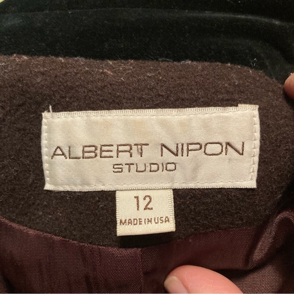 Size 12 Albert Nipon Long Wool Coat - Picture 10 of 11